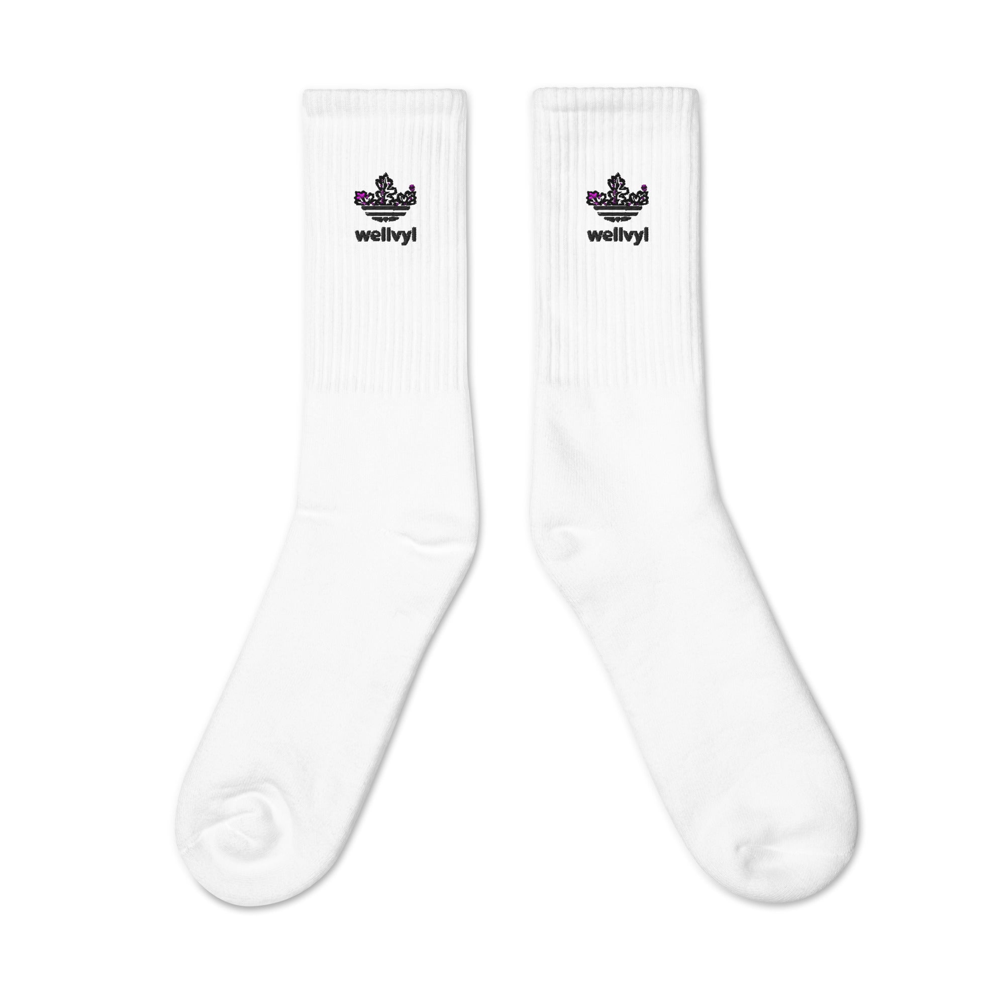 Kale Embroidered socks (white)