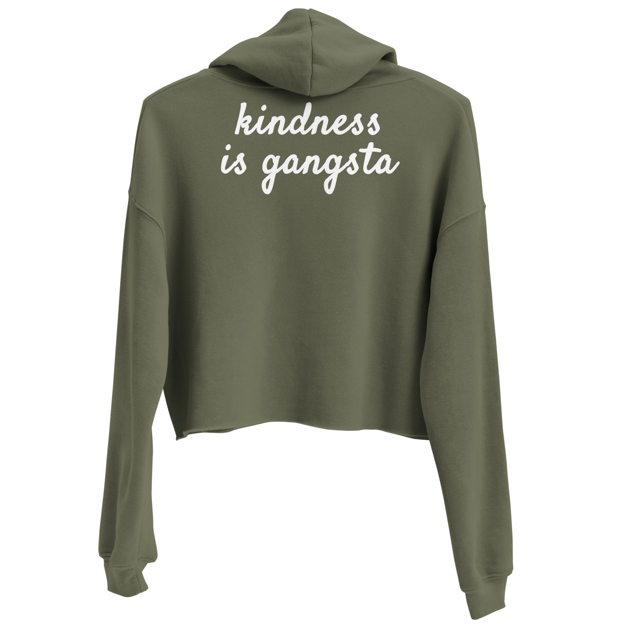 Kindness Is Gangsta Embroidered Crop Hoodie